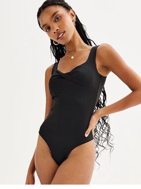 SO Black Twist-Front One-Piece Swimsuit